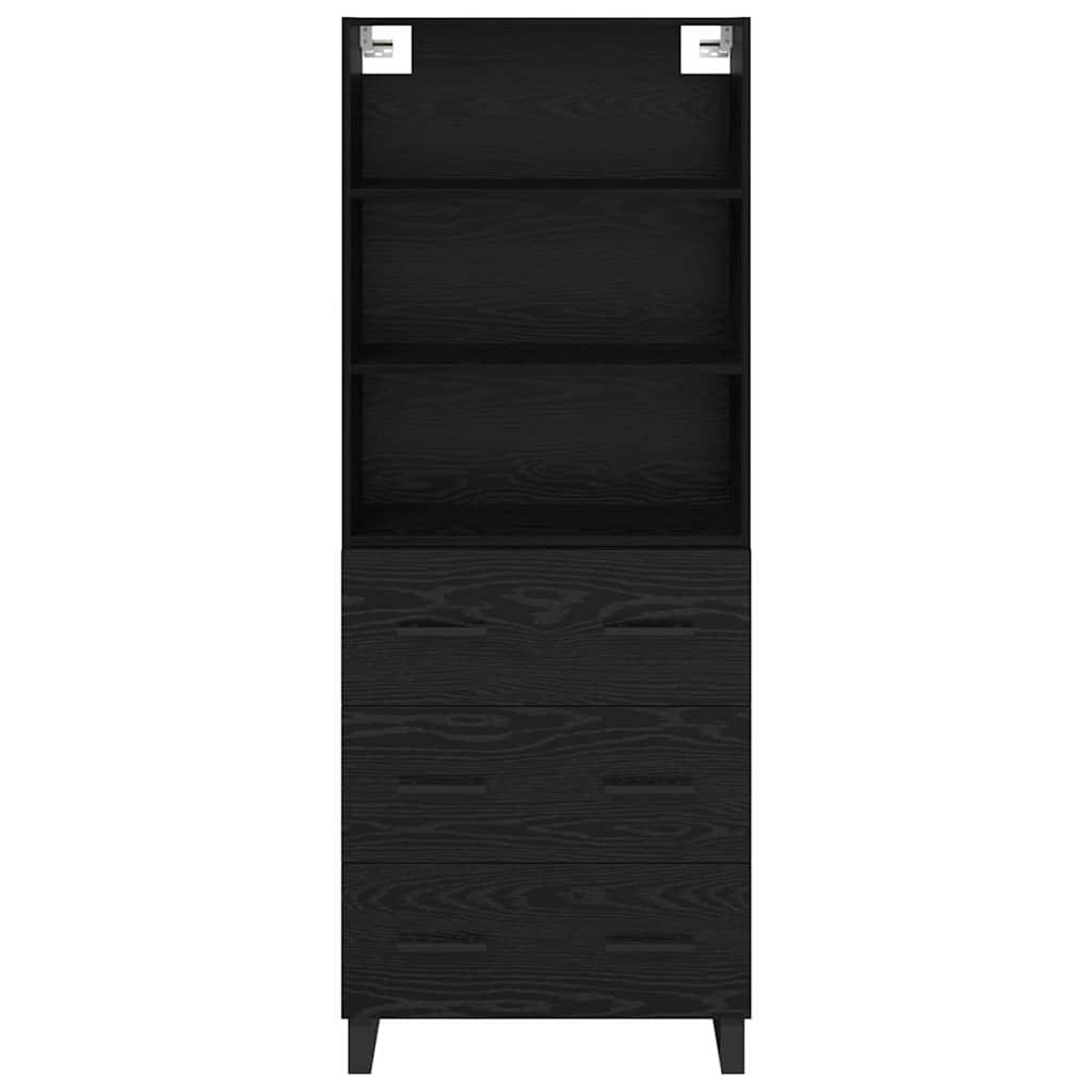 Highboard med skuffe 2 pcs Sort eg Konstrueret træ