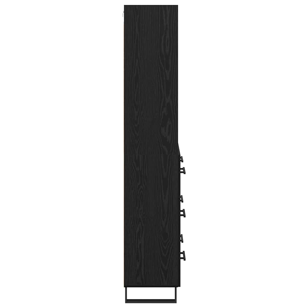 Highboard med skuffe 2 pcs Sort eg Konstrueret træ