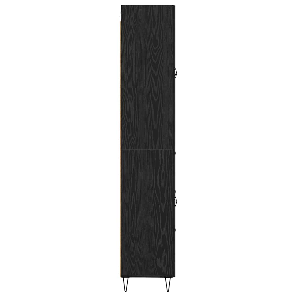 Highboard med skuffe Sort eg 69,5 x 34 x 180 cm Konstrueret træ