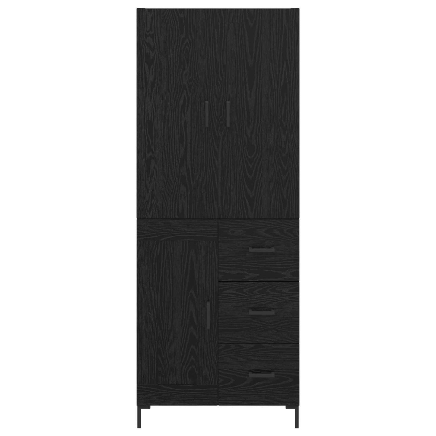 Highboard med skuffe Sort eg 69,5 x 34 x 180 cm Konstrueret træ