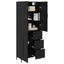 Highboard med skuffe Sort eg 69,5 x 34 x 180 cm Konstrueret træ
