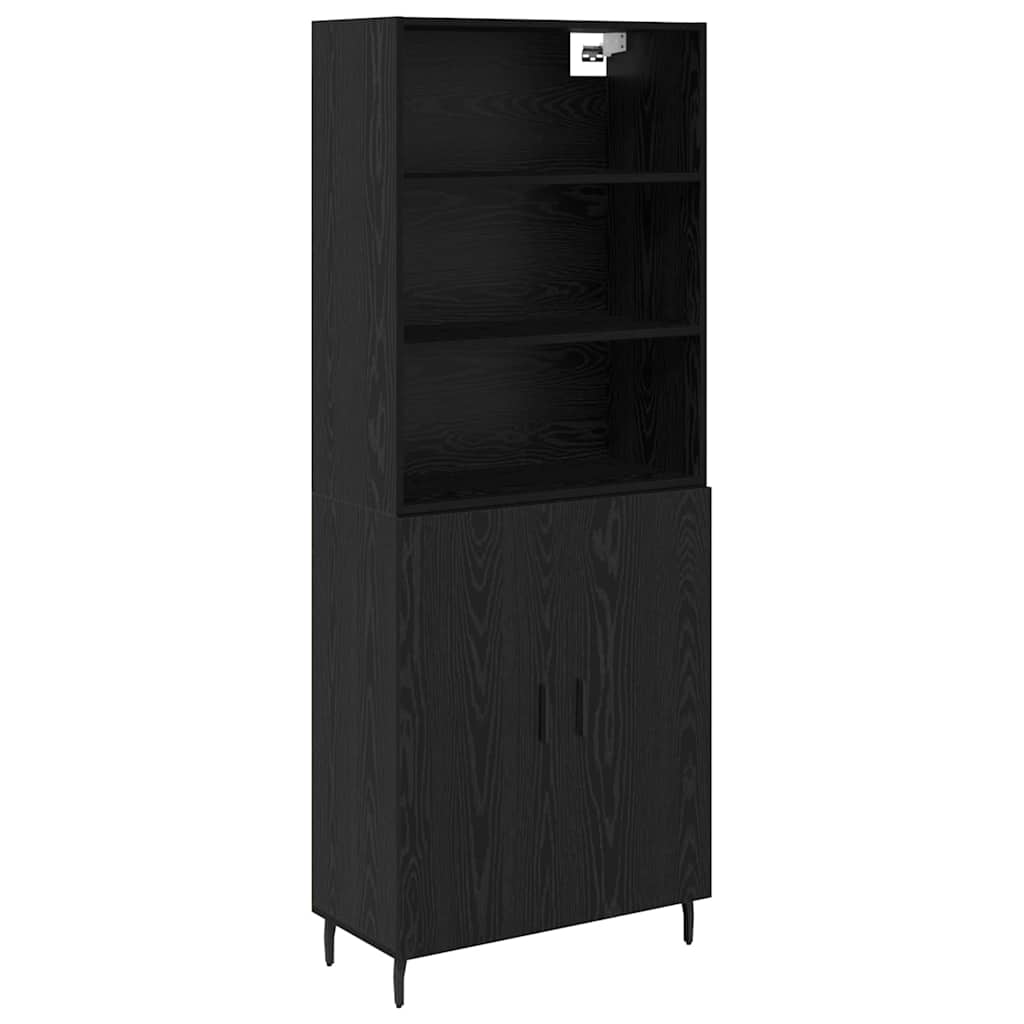 Highboard Sort eg 69,5 x 34 x 180 cm Ingeniørtræ og glas