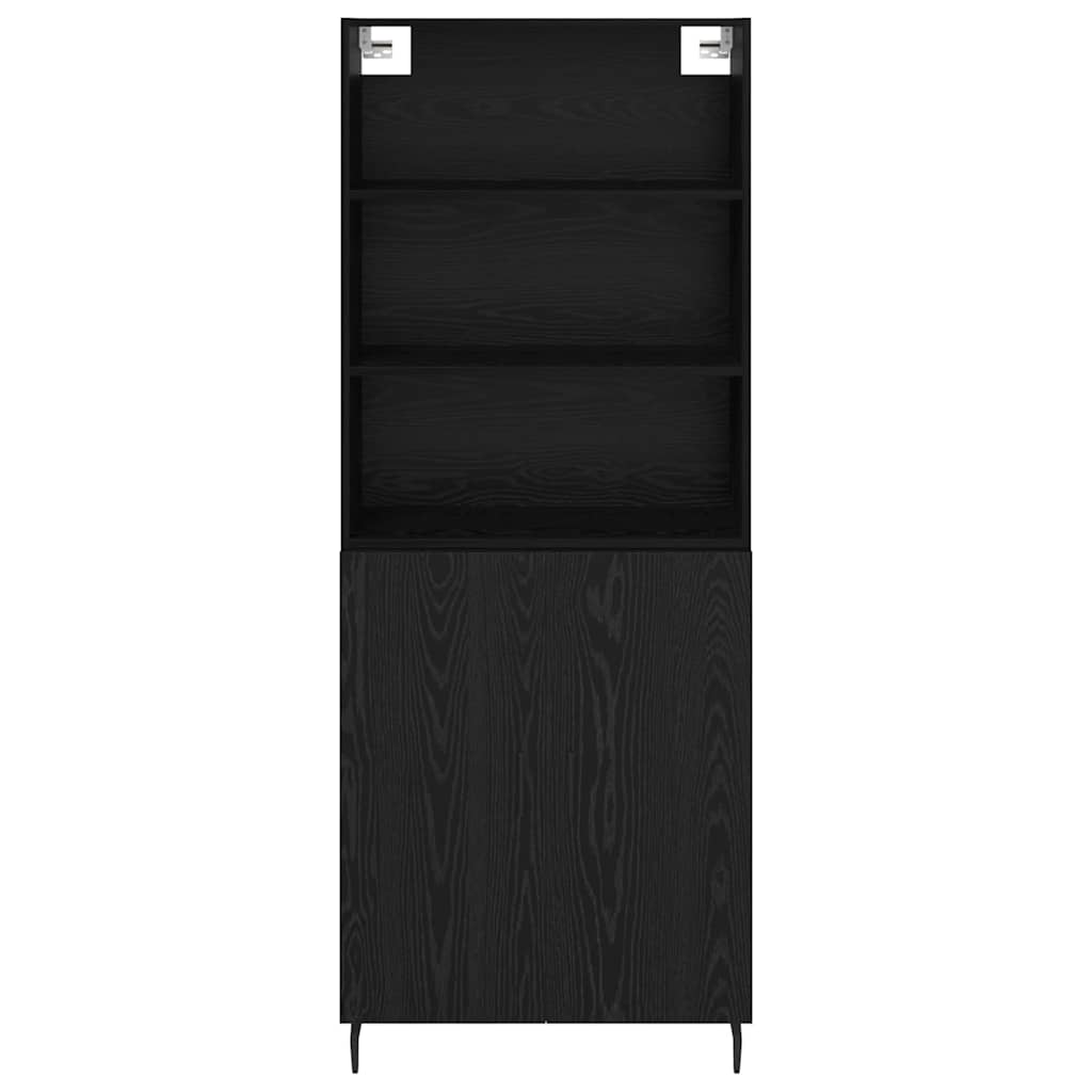 Highboard Sort eg 69,5 x 34 x 180 cm Ingeniørtræ og glas