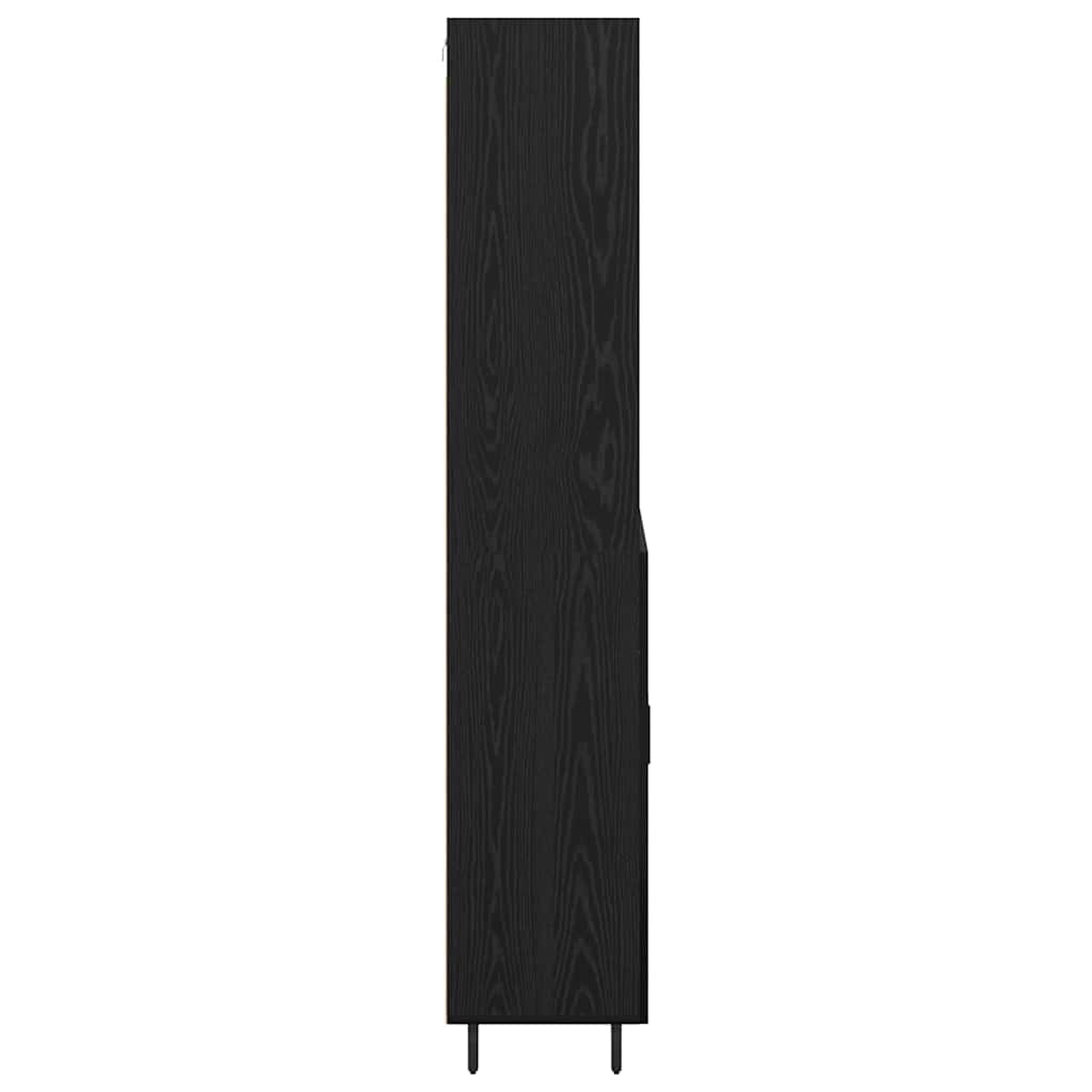 Highboard Sort eg 69,5 x 34 x 180 cm Ingeniørtræ og glas