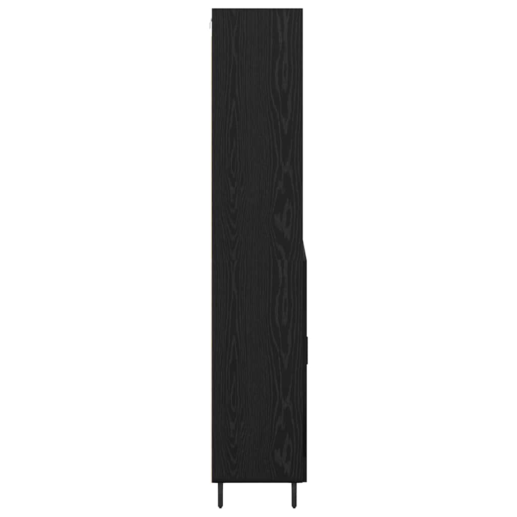 Highboard Sort eg 69,5 x 34 x 180 cm Ingeniørtræ og glas
