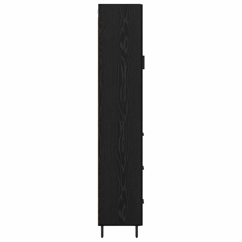 Highboard med skuffe Sort eg 34,5 x 34 x 180 cm Konstrueret træ
