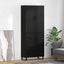 Highboard 2 pcs Sort eg 69,5 x 34 x 180 cm Ingeniørtræ og glas