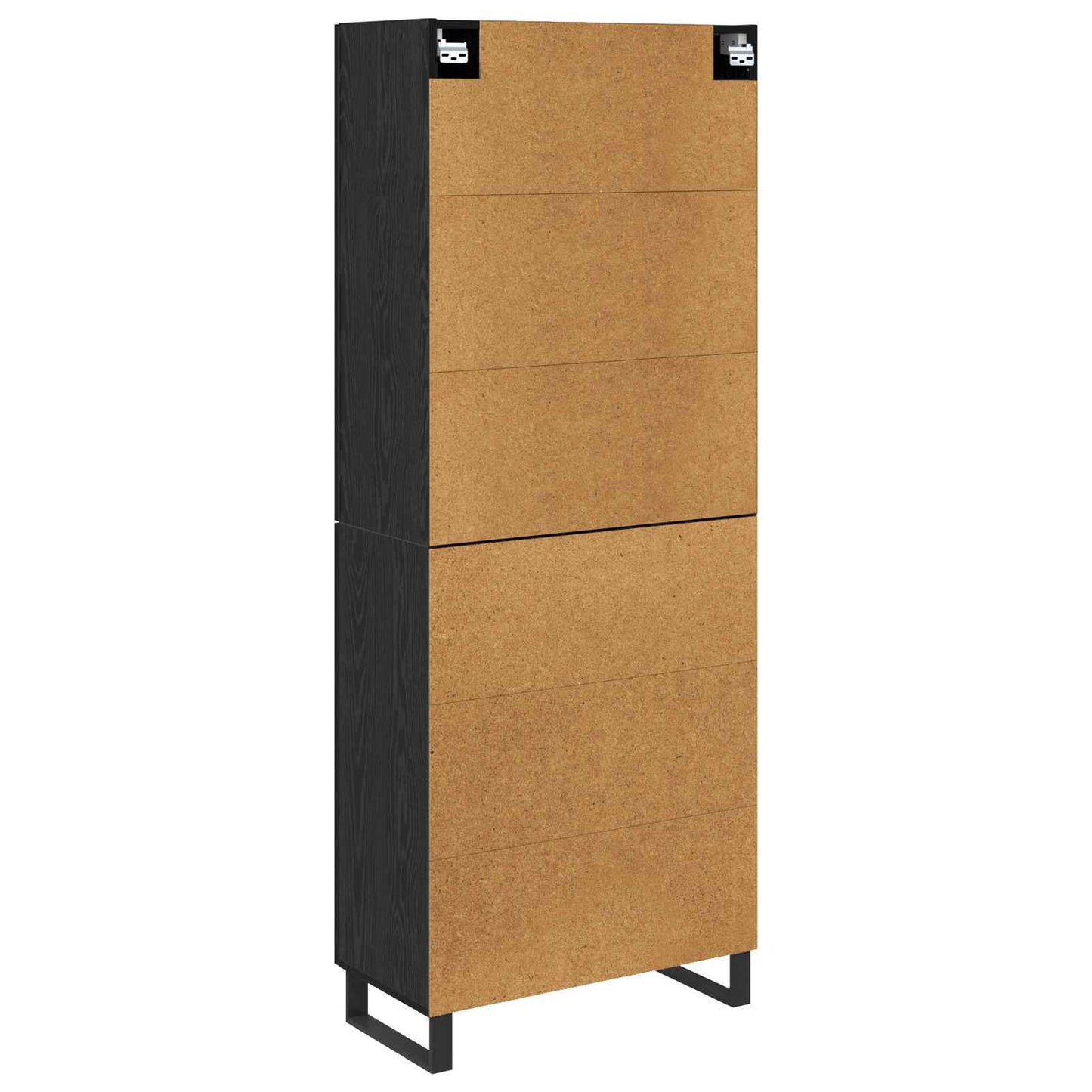 Highboard 2 pcs Sort eg 69,5 x 34 x 180 cm Ingeniørtræ og glas