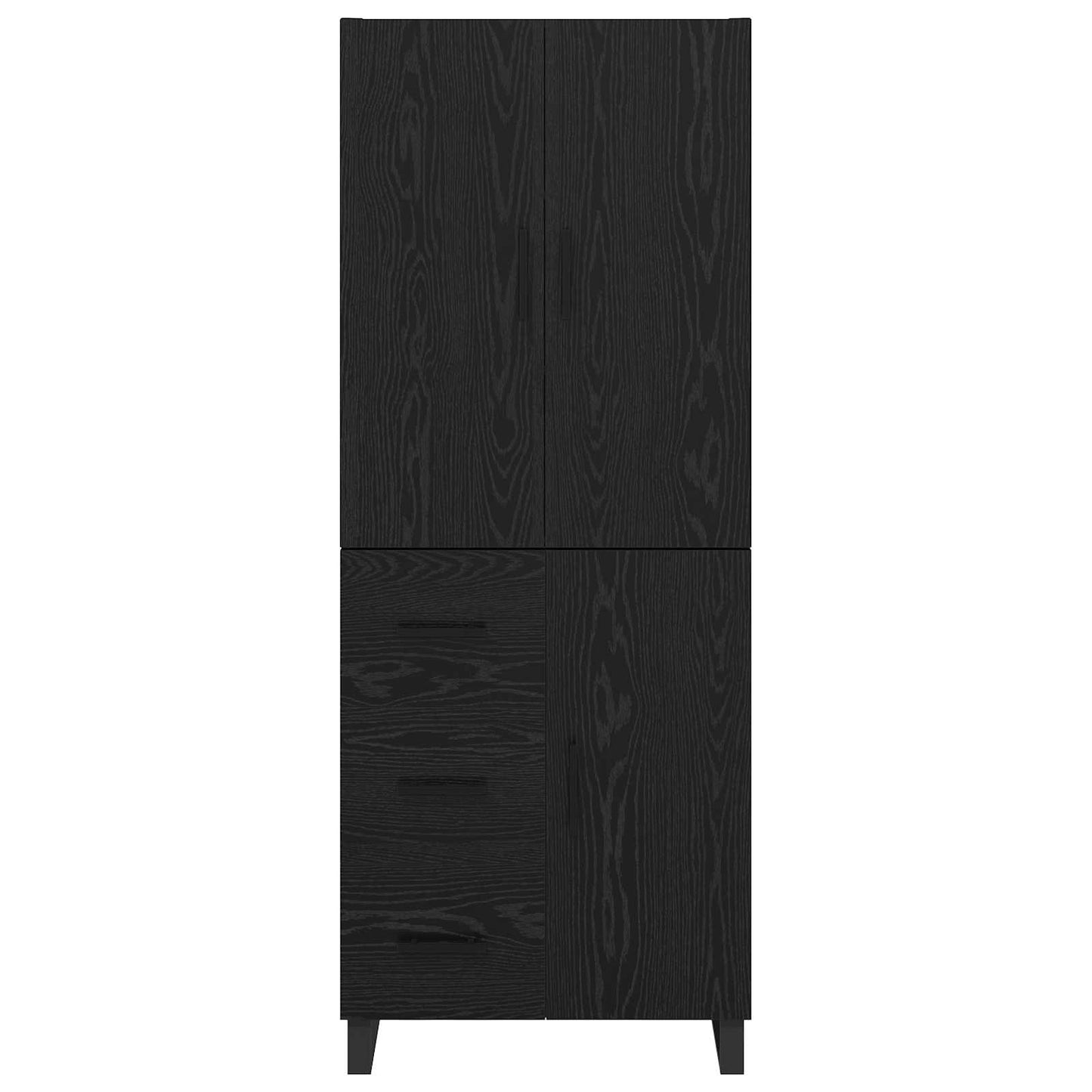 Highboard 2 pcs Sort eg 69,5 x 34 x 180 cm Ingeniørtræ og glas