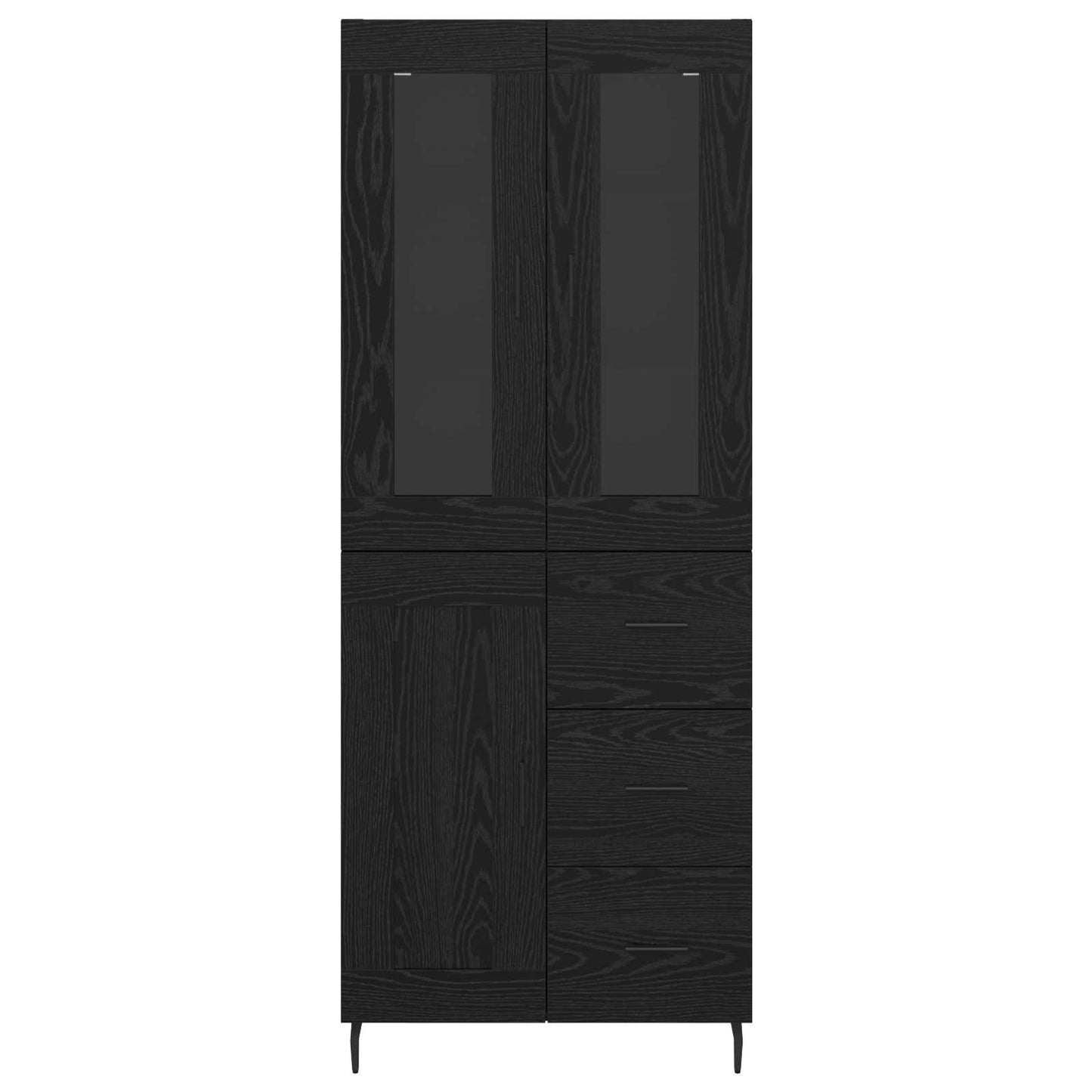 Highboard med skuffe 2 pcs Sort eg Konstrueret træ
