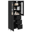 Highboard med skuffe 2 pcs Sort eg Konstrueret træ