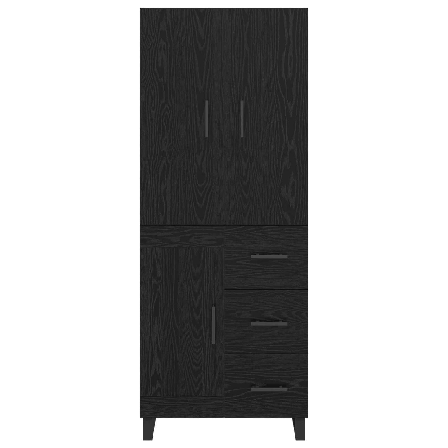 Highboard 2 pcs Sort eg 69,5 x 34 x 180 cm Ingeniørtræ og glas