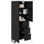 Highboard 2 pcs Sort eg 69,5 x 34 x 180 cm Ingeniørtræ og glas