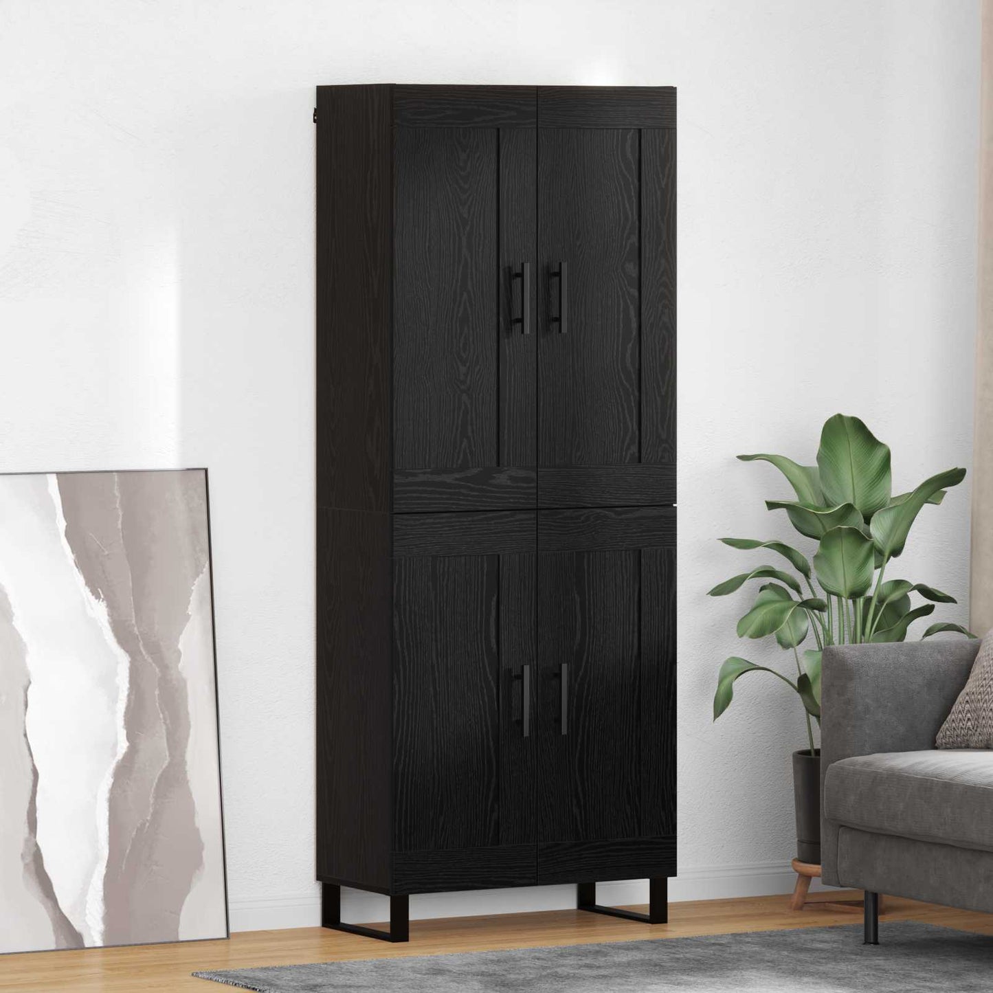 Highboard Sort eg 69,5 x 34 x 180 cm Konstrueret træ
