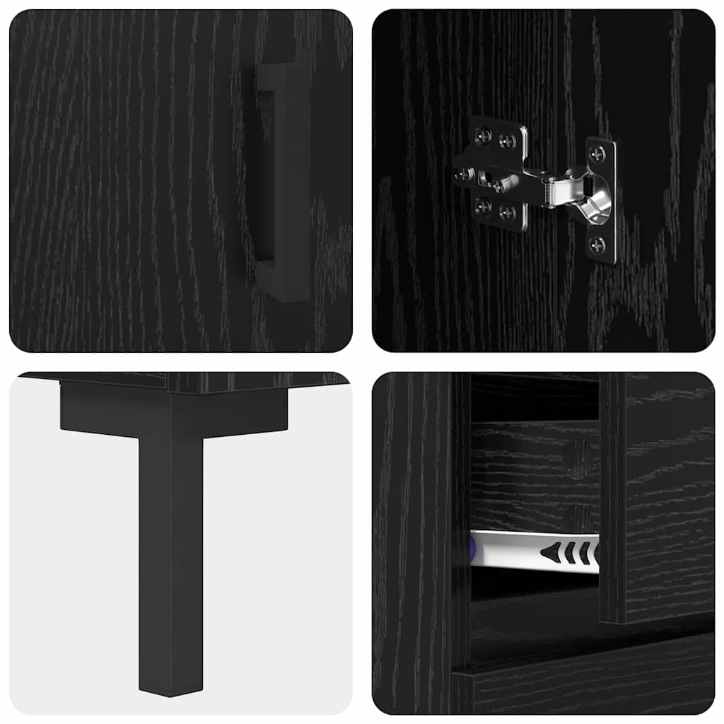 Highboard med skuffe 2 pcs Sort eg Konstrueret træ