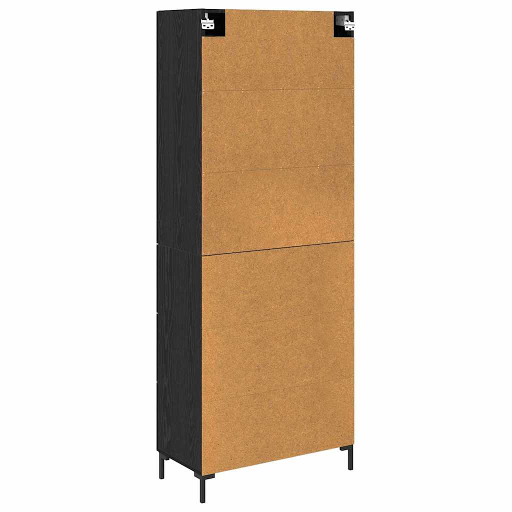 Highboard med skuffe 2 pcs Sort eg Konstrueret træ