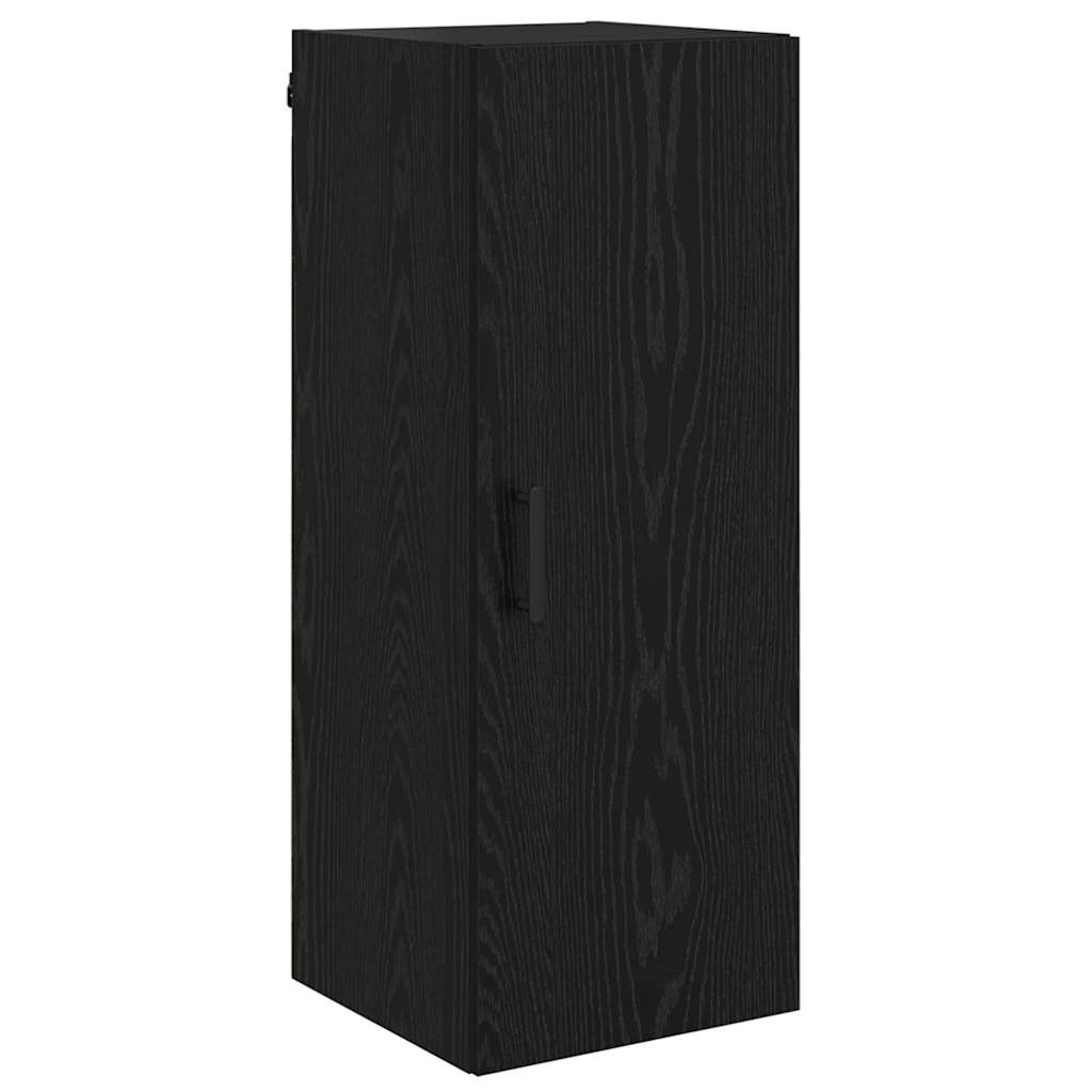 Highboard med skuffe Sort eg 34,5 x 34 x 180 cm Konstrueret træ