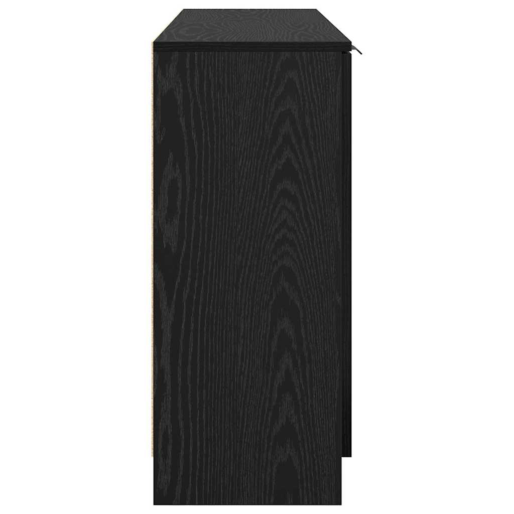 Sideboard med skuffe 3 pcs Sort eg Konstrueret træ