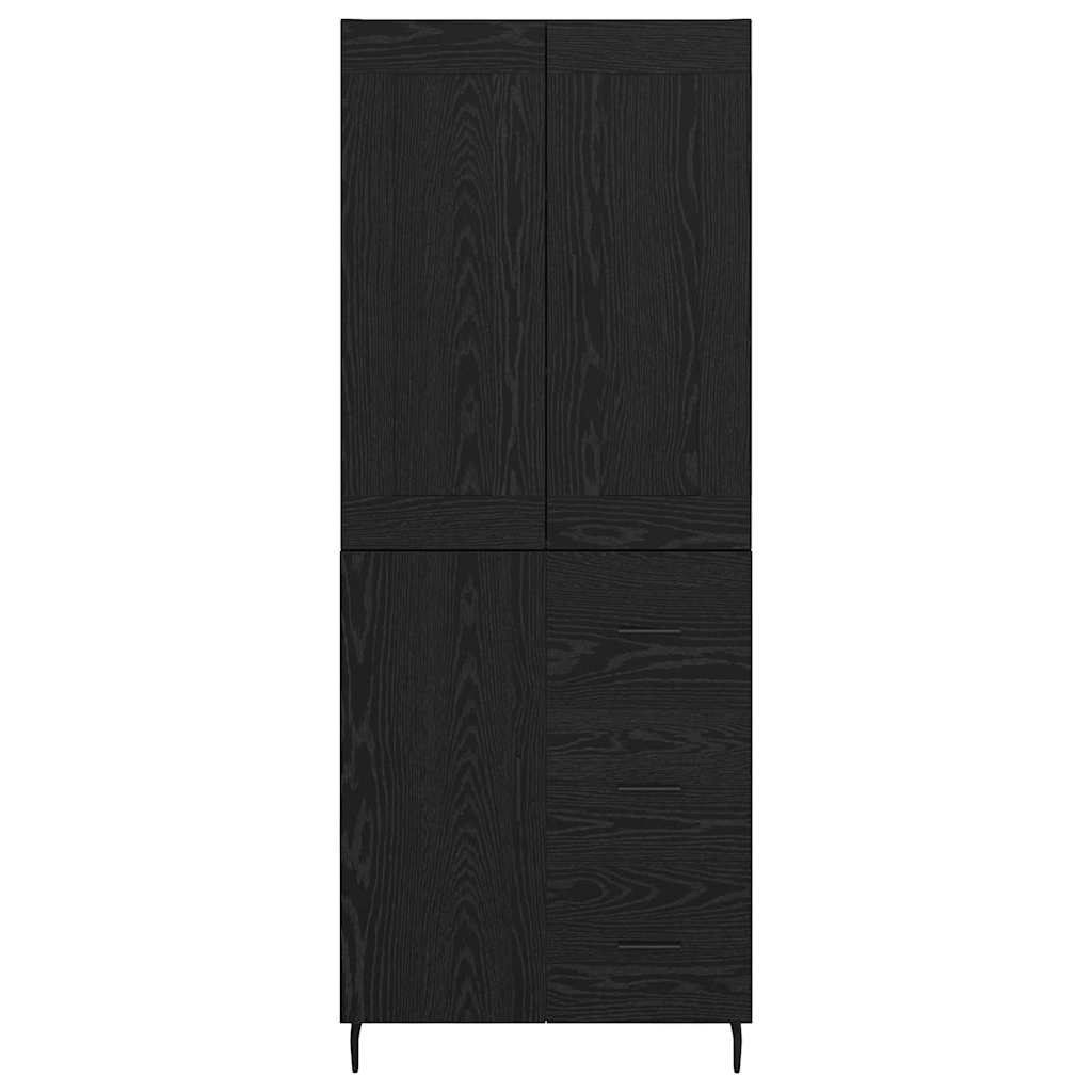 Highboard med skuffe 2 pcs Sort eg Konstrueret træ