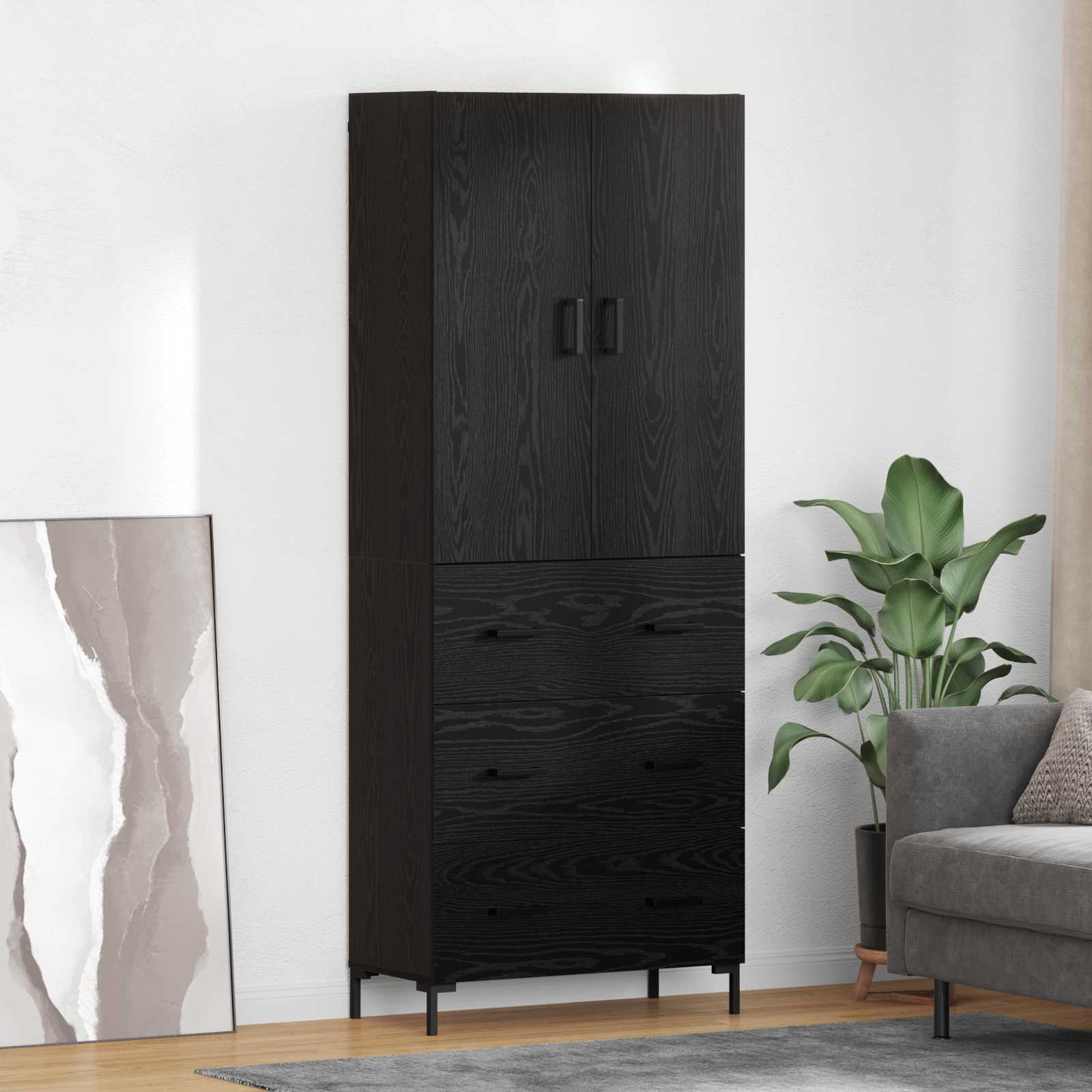 Highboard Sort eg 69,5 x 34 x 180 cm Konstrueret træ