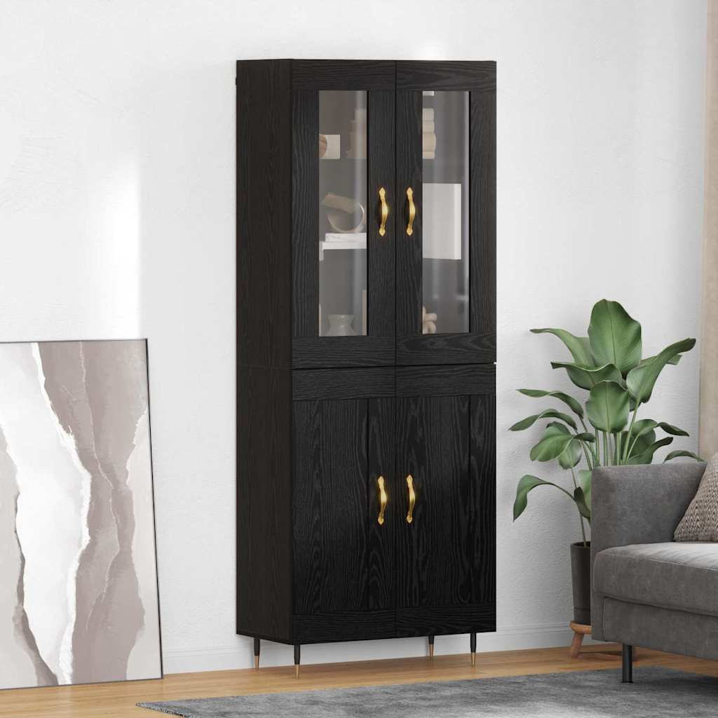 Highboard 2 pcs Sort eg Konstrueret træ