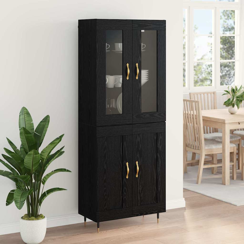 Highboard 2 pcs Sort eg Konstrueret træ