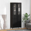 Highboard med skuffe 2 pcs Sort eg Konstrueret træ