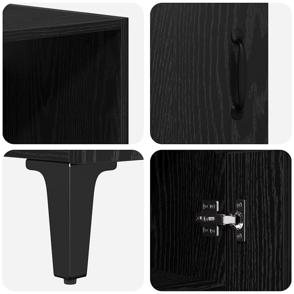 Highboard med skuffe Sort eg 69,5 x 34 x 180 cm Konstrueret træ