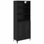 Highboard med skuffe Sort eg 69,5 x 34 x 180 cm Konstrueret træ