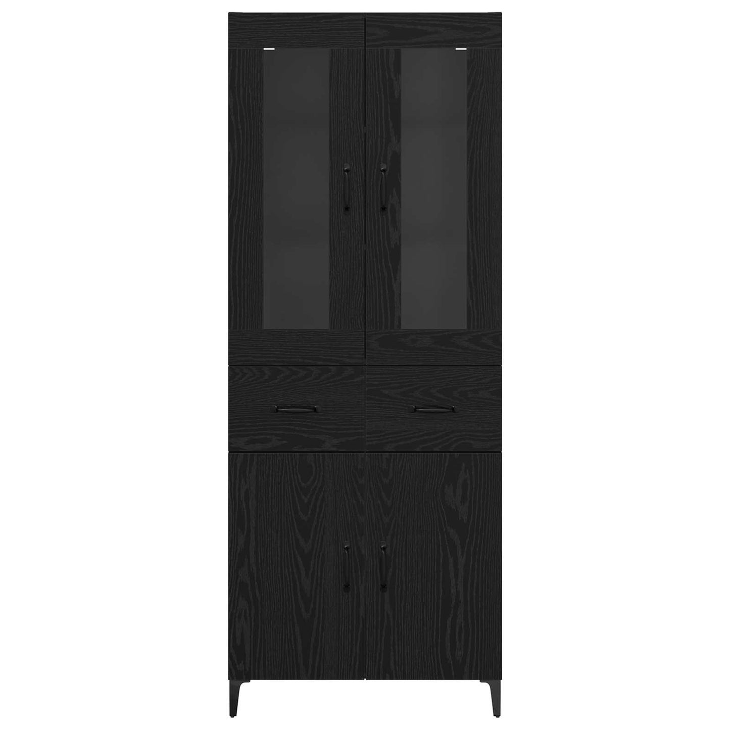 Highboard med skuffe Sort eg 69,5 x 34 x 180 cm Konstrueret træ