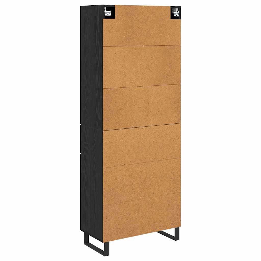 Highboard 2 pcs Sort eg 69,5 x 34 x 180 cm Ingeniørtræ og glas