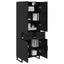 Highboard 2 pcs Sort eg 69,5 x 34 x 180 cm Ingeniørtræ og glas