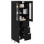 Highboard med skuffe 2 pcs Sort eg Konstrueret træ