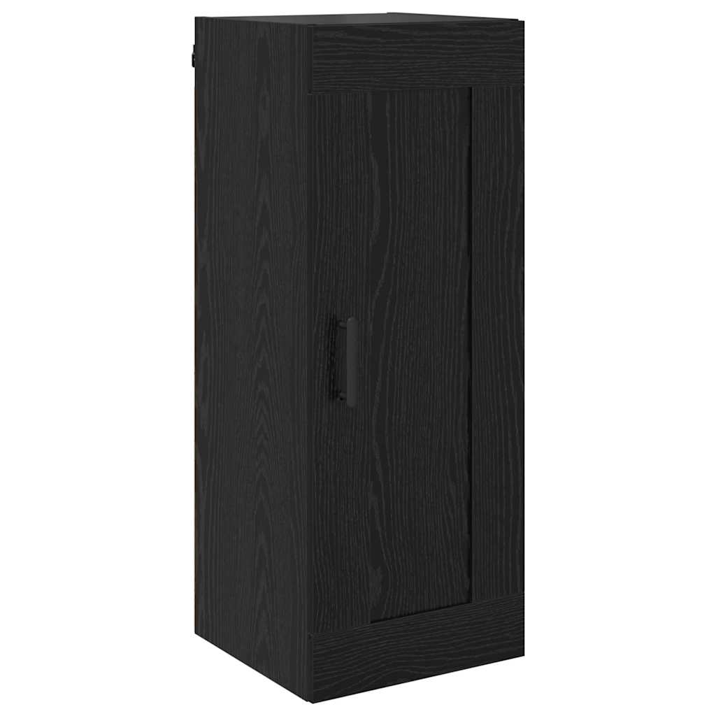 Highboard med skuffe Sort eg 34,5 x 34 x 180 cm Konstrueret træ
