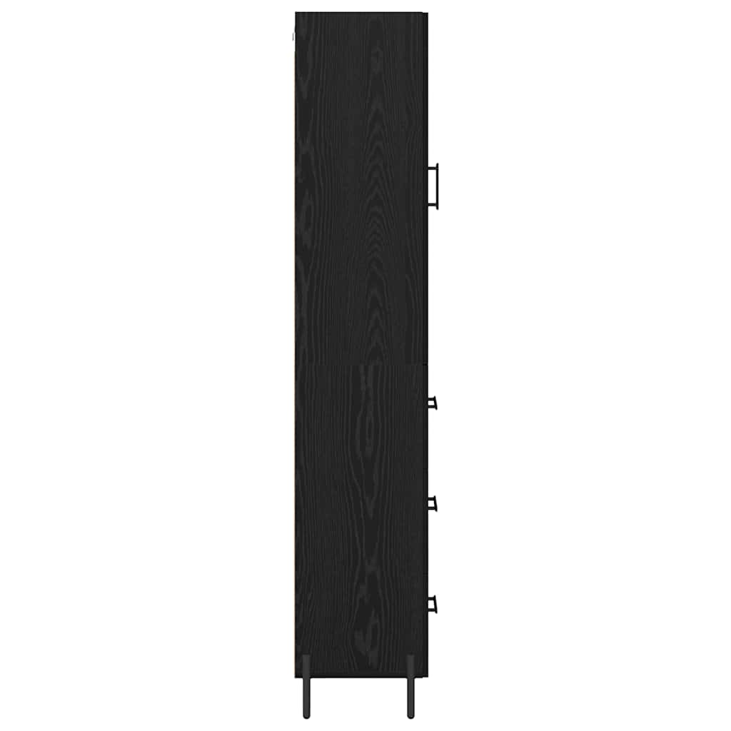 Highboard med skuffe Sort eg 34,5 x 34 x 180 cm Konstrueret træ