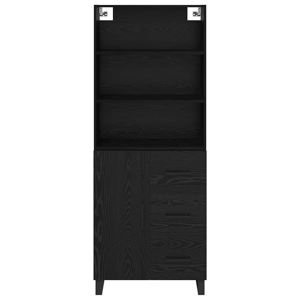 Highboard med skuffe 2 pcs Sort eg Konstrueret træ