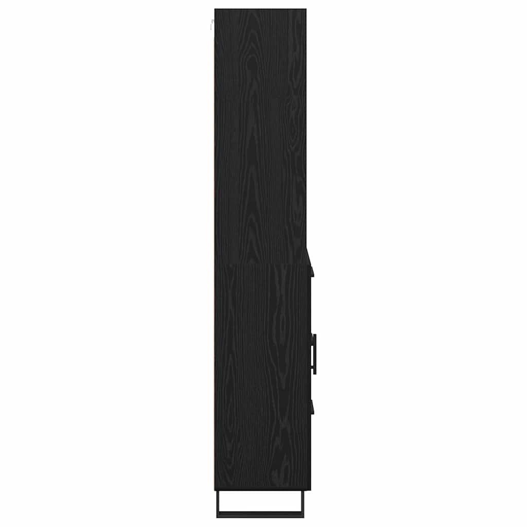 Highboard med skuffe 2 pcs Sort eg Konstrueret træ