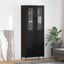Highboard med skuffe 2 pcs Sort eg Konstrueret træ