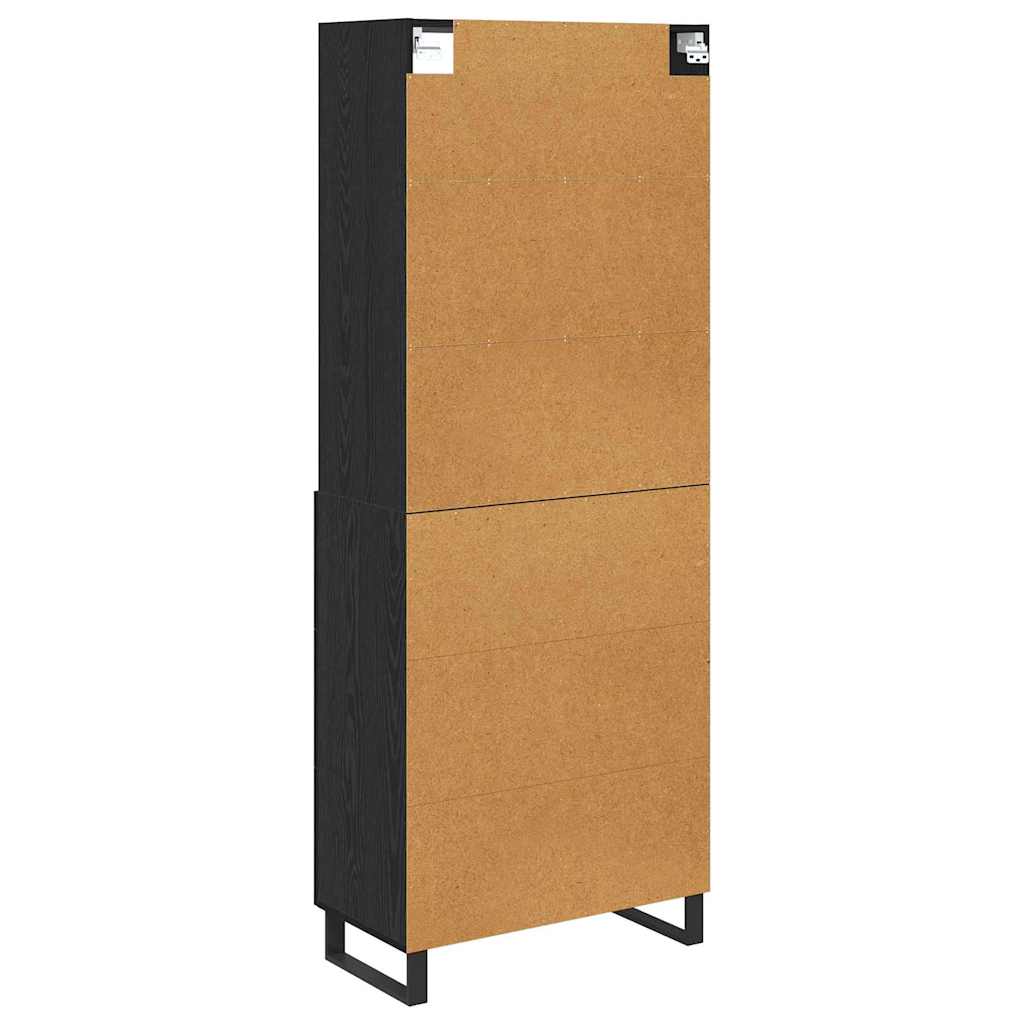 Highboard med skuffe 2 pcs Sort eg Konstrueret træ