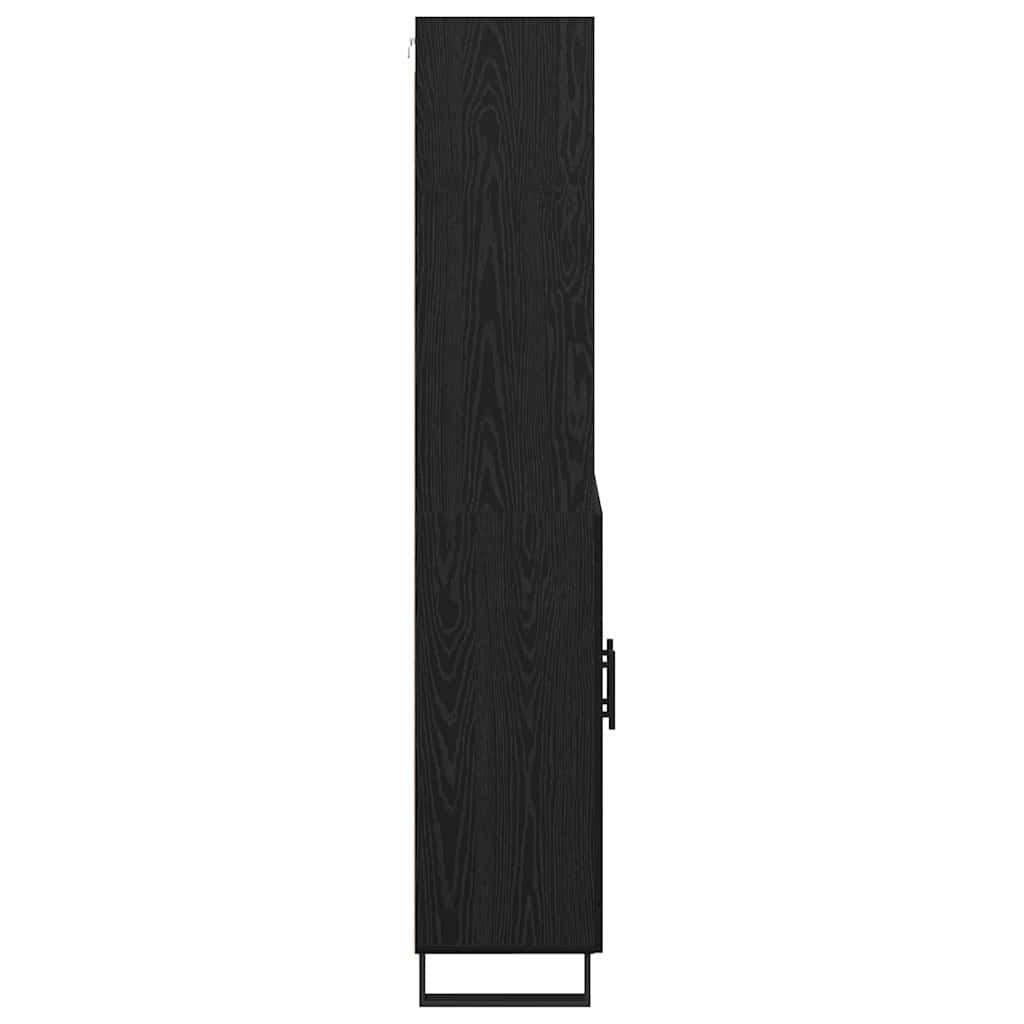 Highboard med skuffe 2 pcs Sort eg Konstrueret træ