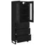 Highboard med skuffe 2 pcs Sort eg Ingeniørtræ og glas