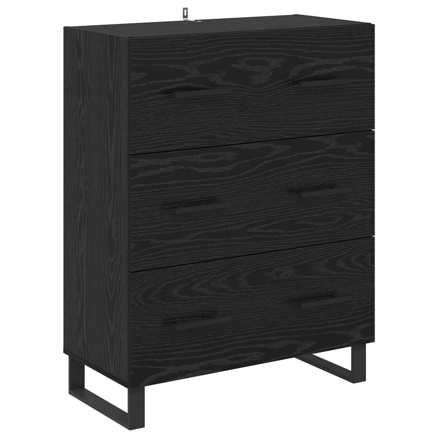 Highboard med skuffe 2 pcs Sort eg Ingeniørtræ og glas