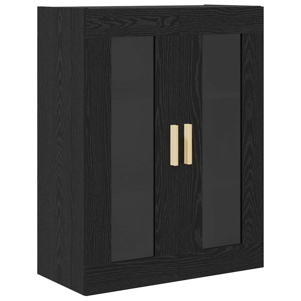 Highboard med skuffe Sort eg 34,5 x 34 x 180 cm Konstrueret træ