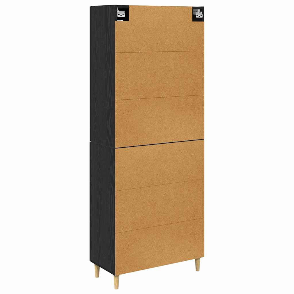 Highboard med skuffe Sort eg 34,5 x 34 x 180 cm Konstrueret træ