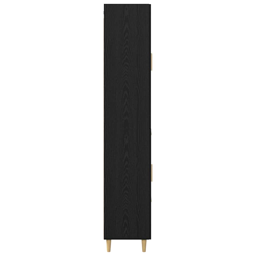 Highboard med skuffe Sort eg 34,5 x 34 x 180 cm Konstrueret træ