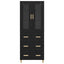 Highboard Sort eg 69,5 x 34 x 180 cm Ingeniørtræ og glas