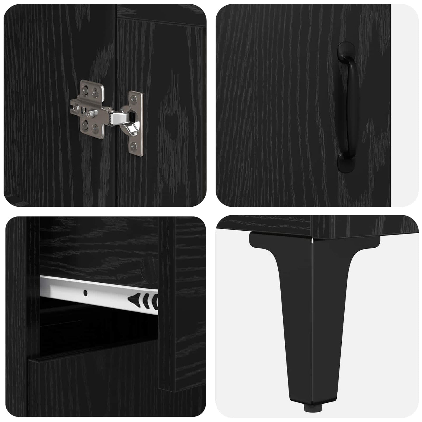 Highboard med skuffe Sort eg 69,5 x 34 x 180 cm Konstrueret træ
