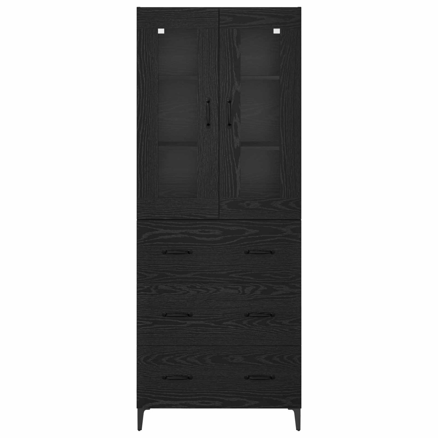 Highboard med skuffe Sort eg 69,5 x 34 x 180 cm Konstrueret træ
