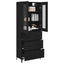 Highboard med skuffe Sort eg 69,5 x 34 x 180 cm Konstrueret træ