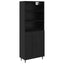 Highboard Sort eg 69,5 x 34 x 180 cm Ingeniørtræ og glas